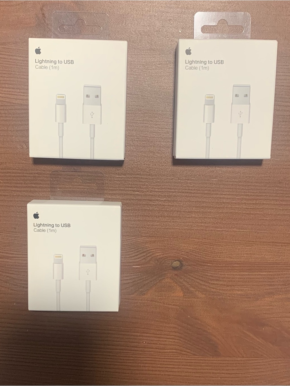 3 PACK Apple Lightning to USB Cable (1m) - White - Lot of 3